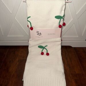 Sincerely Jules White Cherry Embossed Throw Blanket